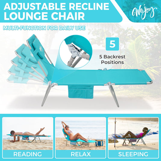 WEJOY Folding Adjustable Back Fabric Beach Lounger