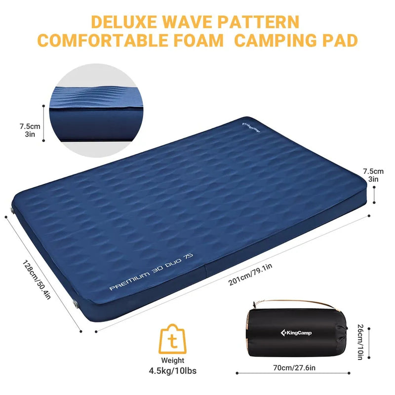 Load image into Gallery viewer, KingCamp Roll Up Camping Foam Pad Double Self-inflateble Pad Navy R Value 6.1
