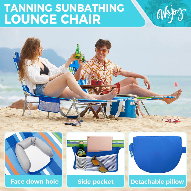 Load image into Gallery viewer, WEJOY Folding Adjustable Back Fabric Beach Lounger
