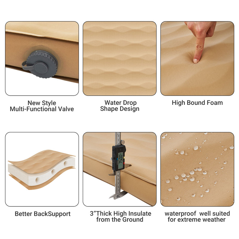 Load image into Gallery viewer, KingCamp Roll Up Camping Foam Pad 6.1 Double Self-inflateble Pad for all season
