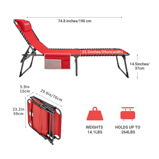 FUNDANGO 3-Folding Steel Cot Lounge Chair
