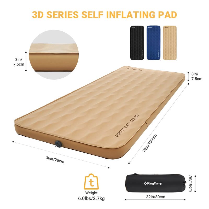 Load image into Gallery viewer, KingCamp PREMIUM 3D 7.5 Single Self-inflateble Pad
