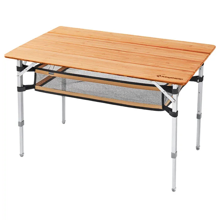 Load image into Gallery viewer, KingCamp BAMBOO 10065 PLUS 4-folding bamboo table L +mesh
