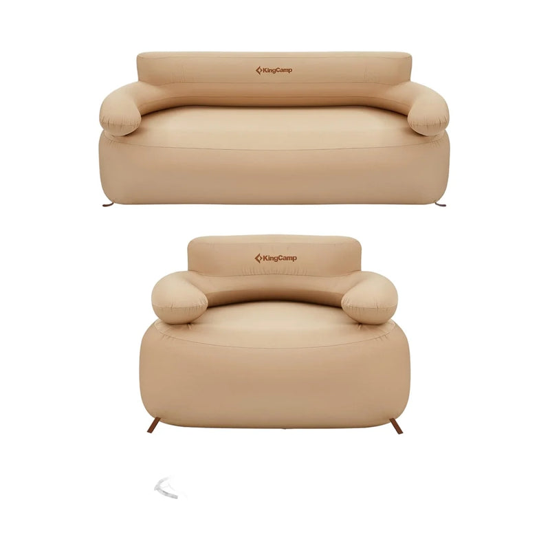 Load image into Gallery viewer, KingCamp Inflatable Sofa Duo Bundle – Double &amp; Single Set with Foot Pumps | Portable Indoor/Outdoor Lounging for Camping, Beach &amp; Backyard
