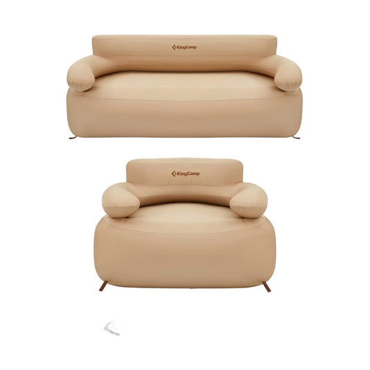 KingCamp Inflatable Sofa Duo Bundle – Double & Single Set with Foot Pumps | Portable Indoor/Outdoor Lounging for Camping, Beach & Backyard