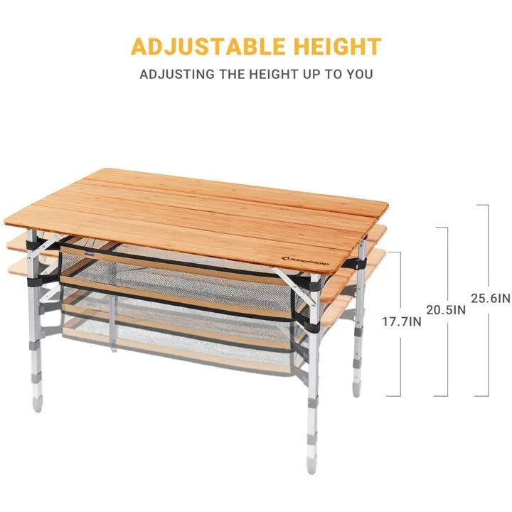 Load image into Gallery viewer, KingCamp BAMBOO 10065 PLUS 4-folding bamboo table L +mesh
