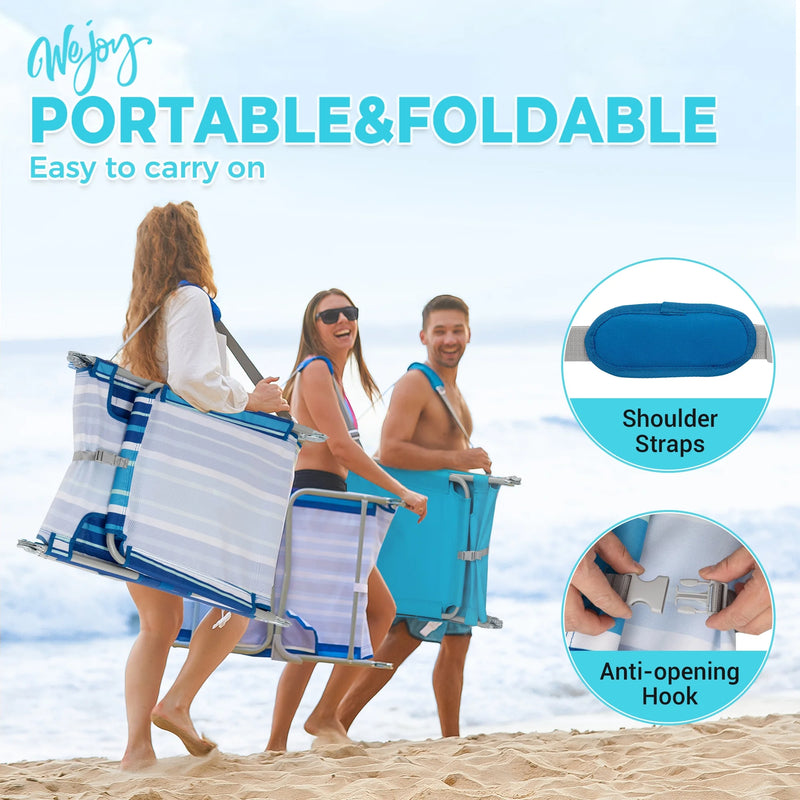 Load image into Gallery viewer, WEJOY Premium 5-Position Adjustable Chaise Lounge Tanning SunBathing Lounge Chair Striped Easy to Carry
