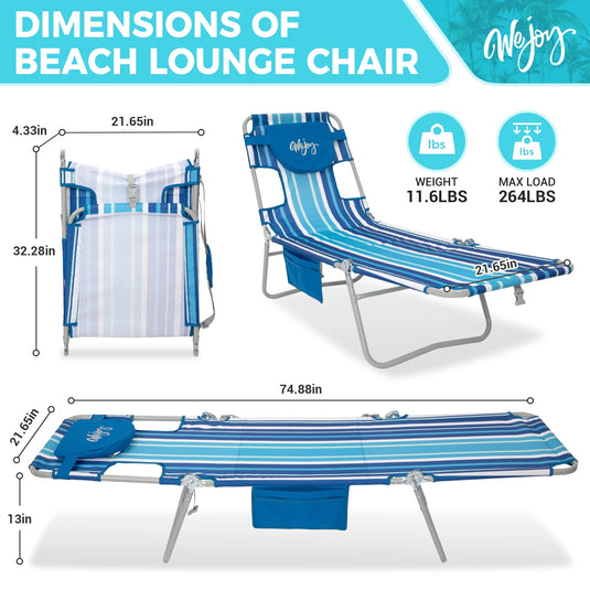 WEJOY Premium 5-Position Adjustable Chaise Lounge Tanning SunBathing Lounge Chair