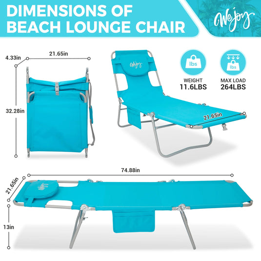 WEJOY Premium 5-Position Adjustable Chaise Lounge Tanning SunBathing Lounge Chair