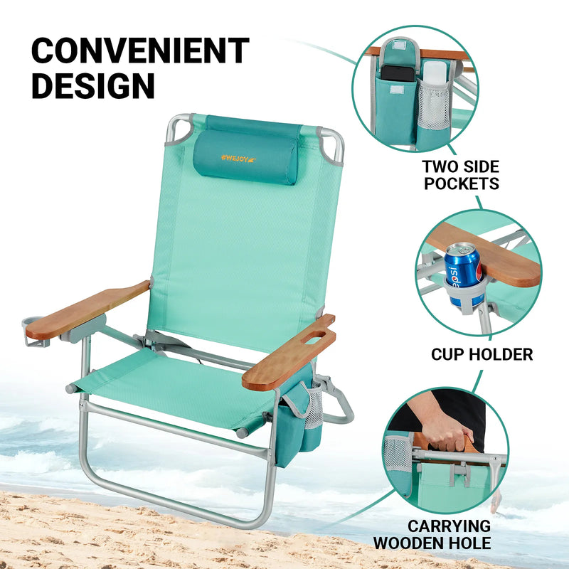Load image into Gallery viewer, WEJOY Beach Chair L Set of 2 Cyan Low Seat Reclining
