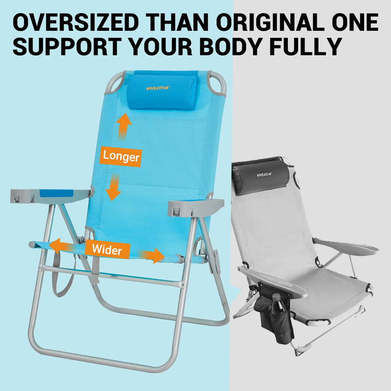 Load image into Gallery viewer, WEJOY Oversized Beach Chair 5 Adjustable High Backrests
