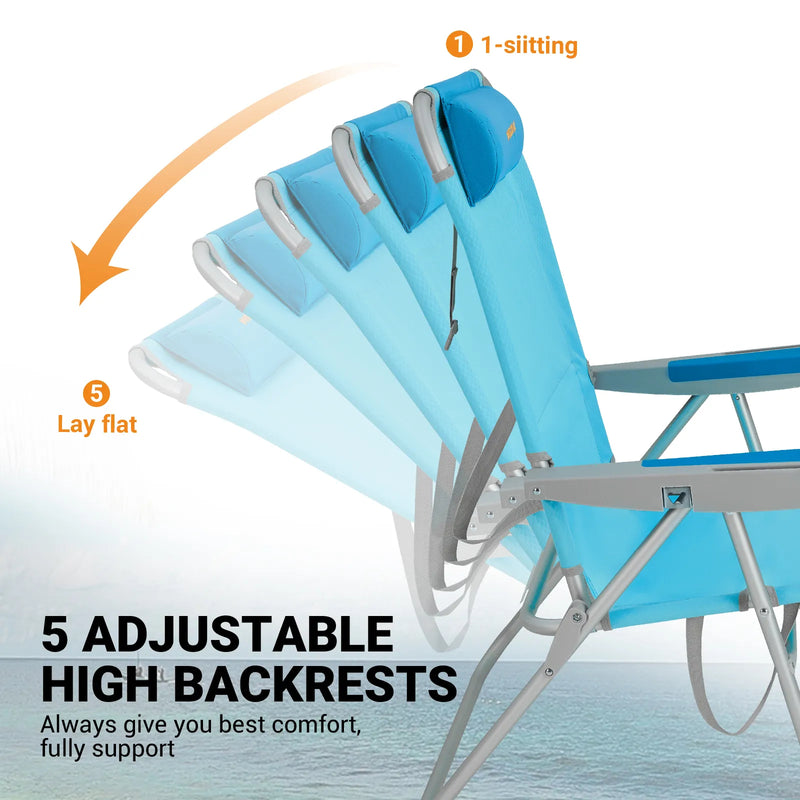 Load image into Gallery viewer, WEJOY Oversized Beach Chair 5 Adjustable High Backrests
