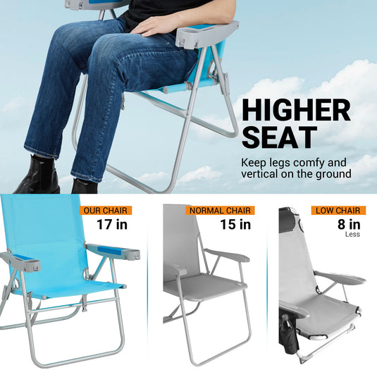 WEJOY Oversized Beach Chair 5 Adjustable High Backrests